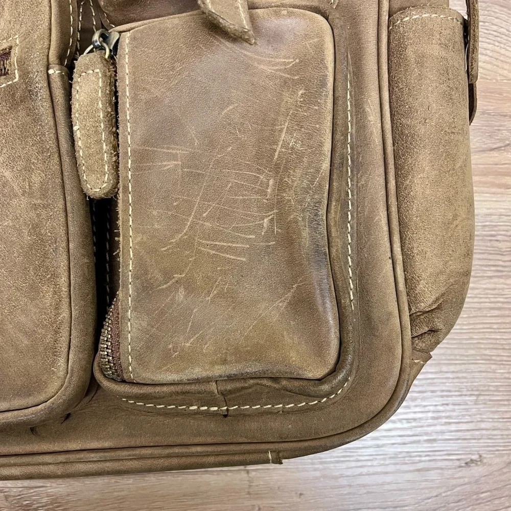 Casual Leather Briefcases Laptop Bag Brown Color Americana